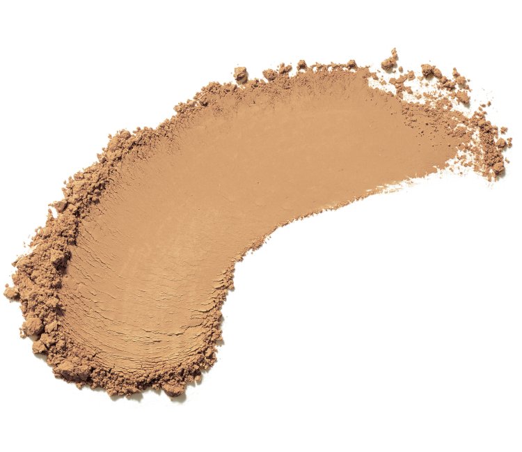 Viditelný je vzorek pudru Amazing Base Jane Iredale v odstínu Suntan: střední odstín s neutrálním podtónem.