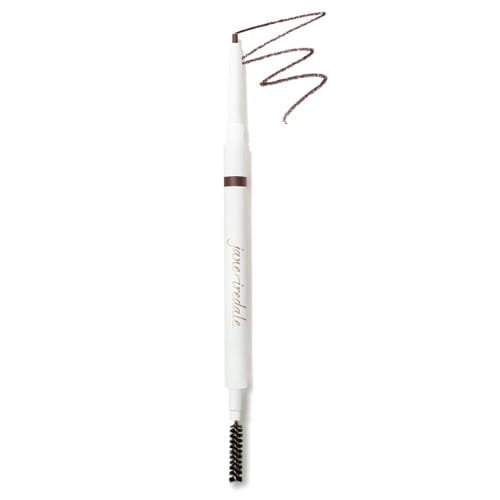 Na zdjęciu kredka do brwi PureBrow Precision Pencil.  Kredka jest dwustronna, z jednej strony jest skośna końcówka w konkretnym kolorze, z drugiej wygodna spiralka do wyczesywania i stylizowania brwi.