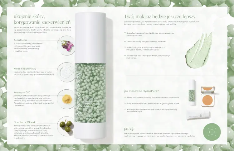 HydroPure Color Correcting Serum - intenzivně hydratační sérum proti zarudnutí s kyselinou hyaluronovou a koenzymem Q10 – fotografie produktu 3