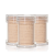 Na fotografii je vidět sada 3 doplňkových náplní  jane iredale amazing base REFILL. Tři náplně s ochranným pudrem SPF 20 (chránící před UVA/UVB zářením PA+++),  hromadné balení v minimalistickém stylu.