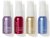 Na fotografii jsou vidět 4 zvlhčující vody pro fixaci make-upu Jane Iredale: POMMISST, BALANCE, D2 a Lavender. Lahvičky jsou seřazeny vedle sebe.