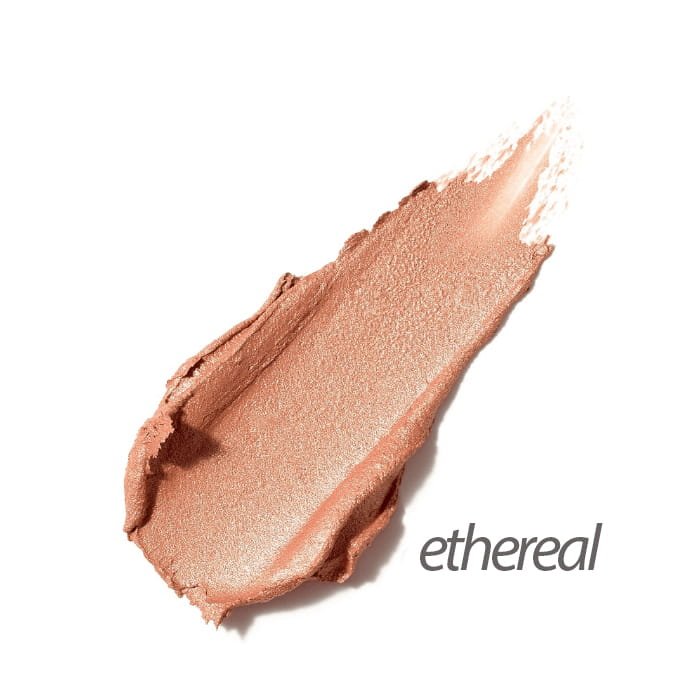 Vzorek odstínu Ethereal – broskvově růžový odstín se zlatým leskem; světlý, teplý tón ideální pro rozjasnění tváří nebo rtů.