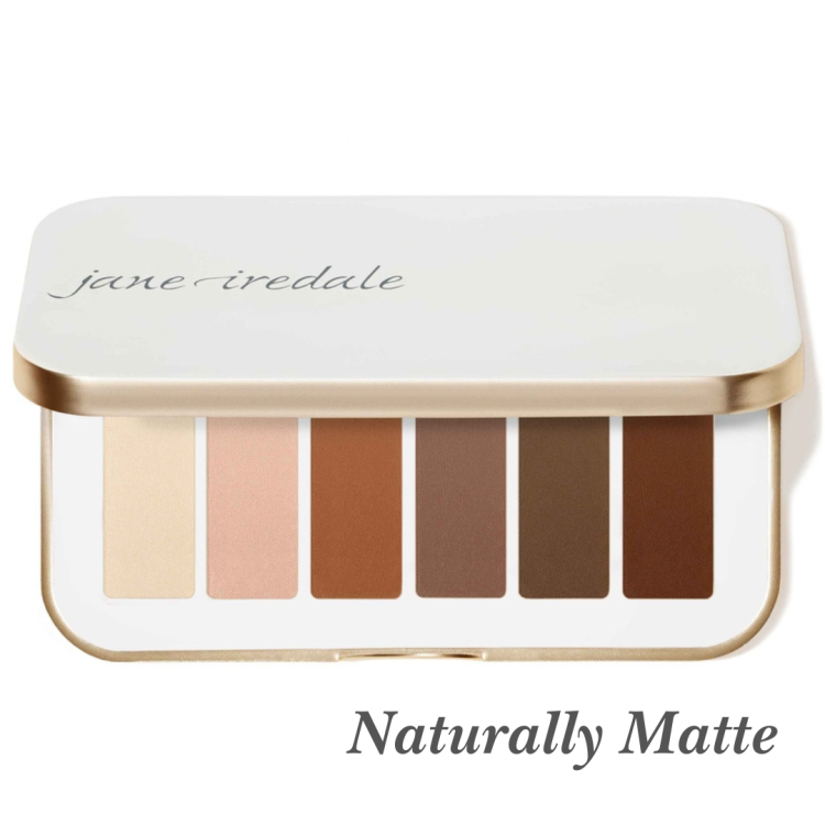 Paletka očních stínů Naturally Matte od Jane Iredale je klasická, neutrální sada šesti matných odstínů ideálních pro každodenní líčení i profesionální konturování oka v elegantním bílo-zlatém kompaktním balení.
