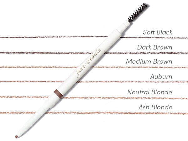 Na zdjęciu kredka do brwi PureBrow Precision Pencil.  Kredka jest dwustronna, z jednej strony jest skośna końcówka w konkretnym kolorze, z drugiej wygodna spiralka do wyczesywania i stylizowania brwi.