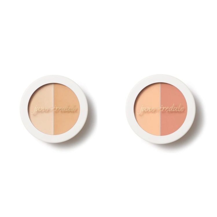 Krémový korektor Circle Delete Concealer Yellow a odstín Peach. Oba v kulatém balení s bílým víčkem. Obsahují dva odstíny k míchání, které jsou ideální pro přizpůsobení barvy a zakrytí kruhů pod očima.