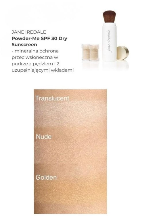 Na fotografii jsou vidět vzorky barev produktu powder-me spf 30 ve formě swatchů na ženském předloktí se světlou a střední barvou pleti.