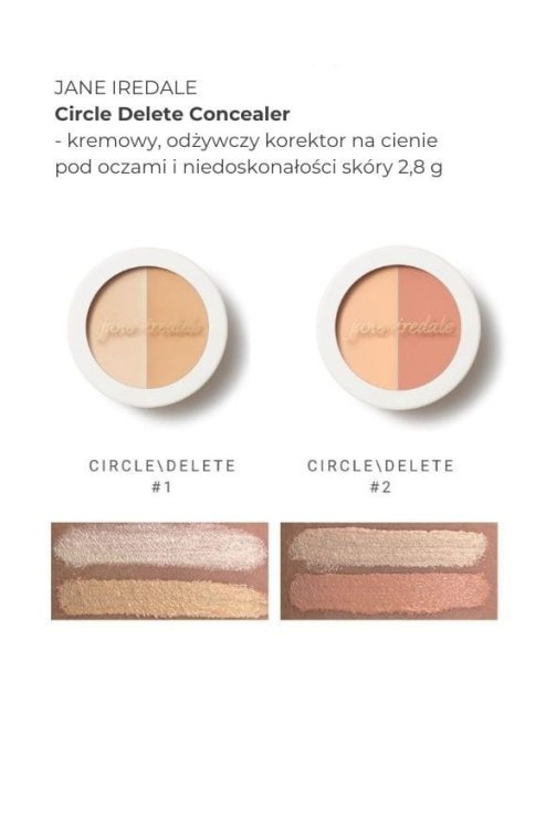 Na fotografii jsou vidět vzorky barev produktu circle delate concealer ve formě swatchů na ženském předloktí se světlou a střední barvou pleti.
