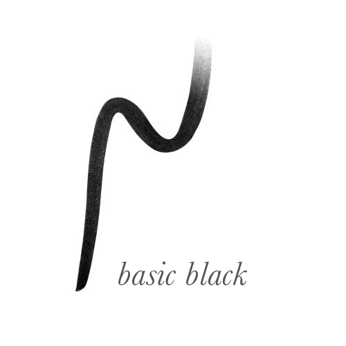 Grafika zobrazuje vzorek barvy oční tužky jane iredale Eye Pencil v odstínu Basic Black. Je to klasická černá, intenzivní, univerzální barva pro zvýraznění linie řas a výrazného oka.